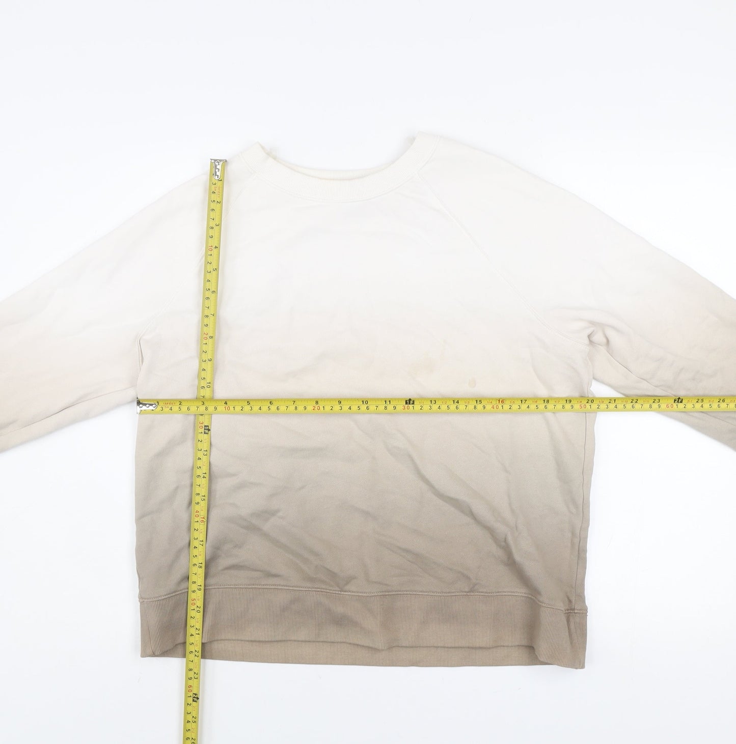 Marks and Spencer Women Beige Ombre Cotton Pullover Sweatshirt Size S