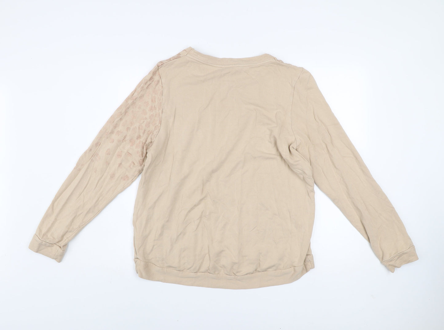 Oasis Womens Beige Animal Print Pullover Sweatshirt Size Large
