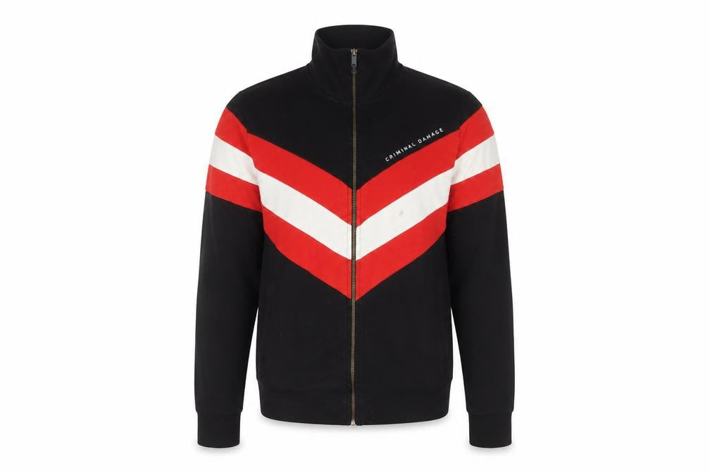 Criminal Damage Men's Black Red White Track Jacket Size S Full Zip