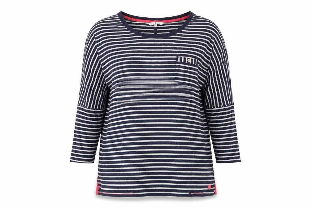 Jasper Conran Women’s Blue Striped 3/4 Sleeve Cotton T-Shirt Size 14