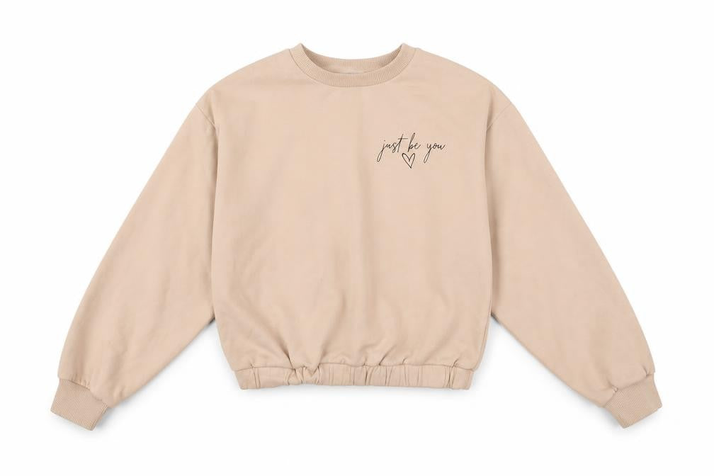 Candy Couture Girls Beige Just Be You Pullover Sweatshirt Age 13