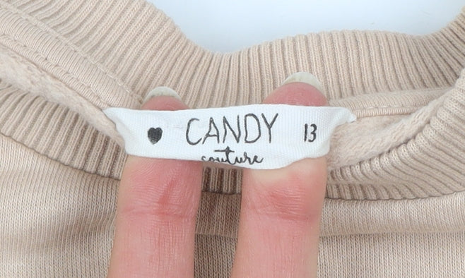 Candy Couture Girls Beige Just Be You Pullover Sweatshirt Age 13