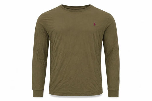 Ralph Lauren Men's Green Long Sleeve Slim Fit Cotton Top Size L