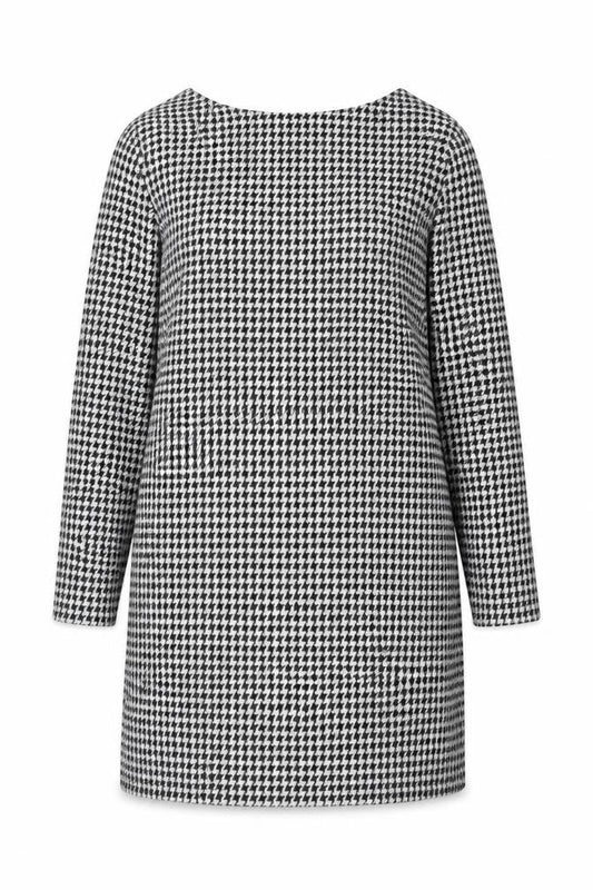 F&F Womens Black White Houndstooth Shift Dress Size 12