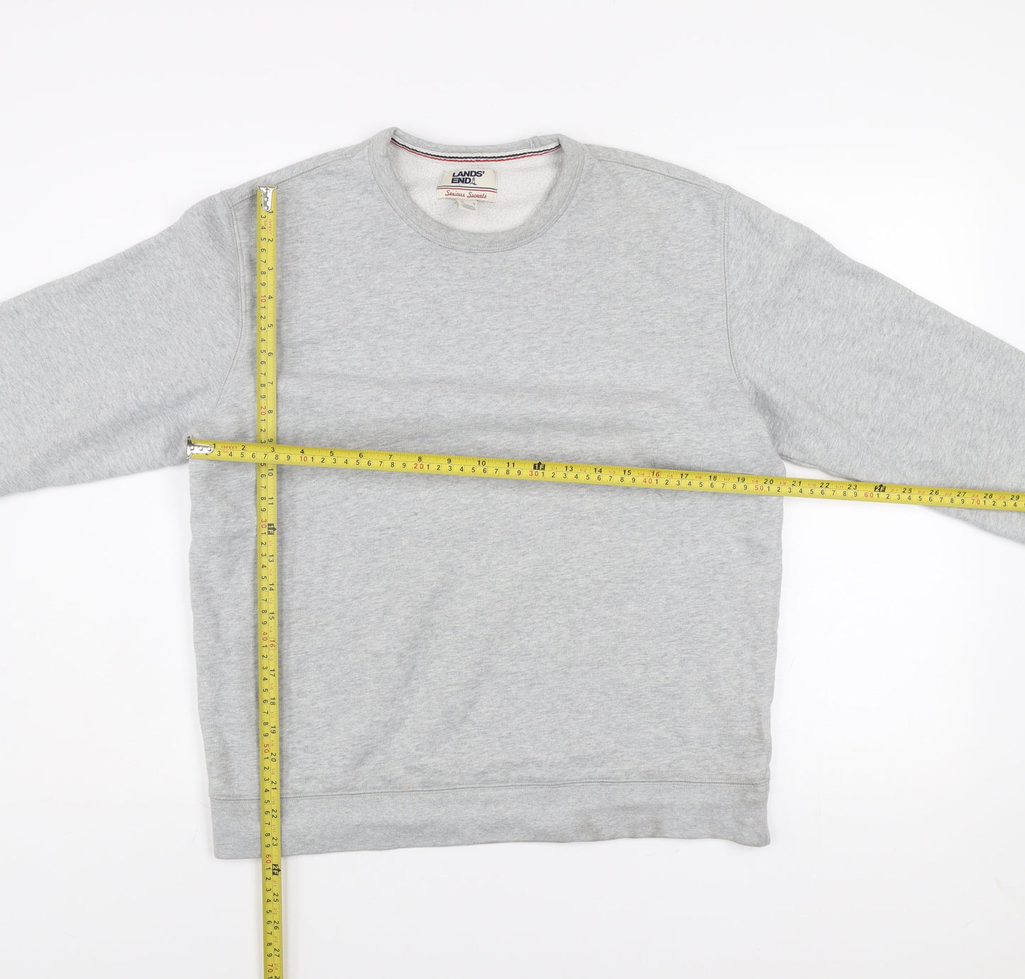 Lands' End Men's Grey Pullover Sweatshirt M Regular Fleece Crew Neck
