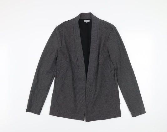 Oliver Bonas Women's Grey Striped Jersey Blazer Size 12 Stylish Lightweight Jacket