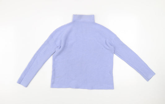 French Connection Women’s Blue Roll Neck Ribbed Knit Jumper Size S