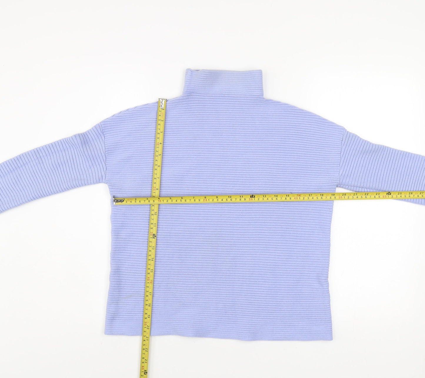 French Connection Women’s Blue Roll Neck Ribbed Knit Jumper Size S