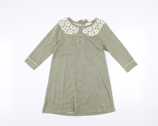 River Island Women’s Green Lace Collar Shift Dress Size 10