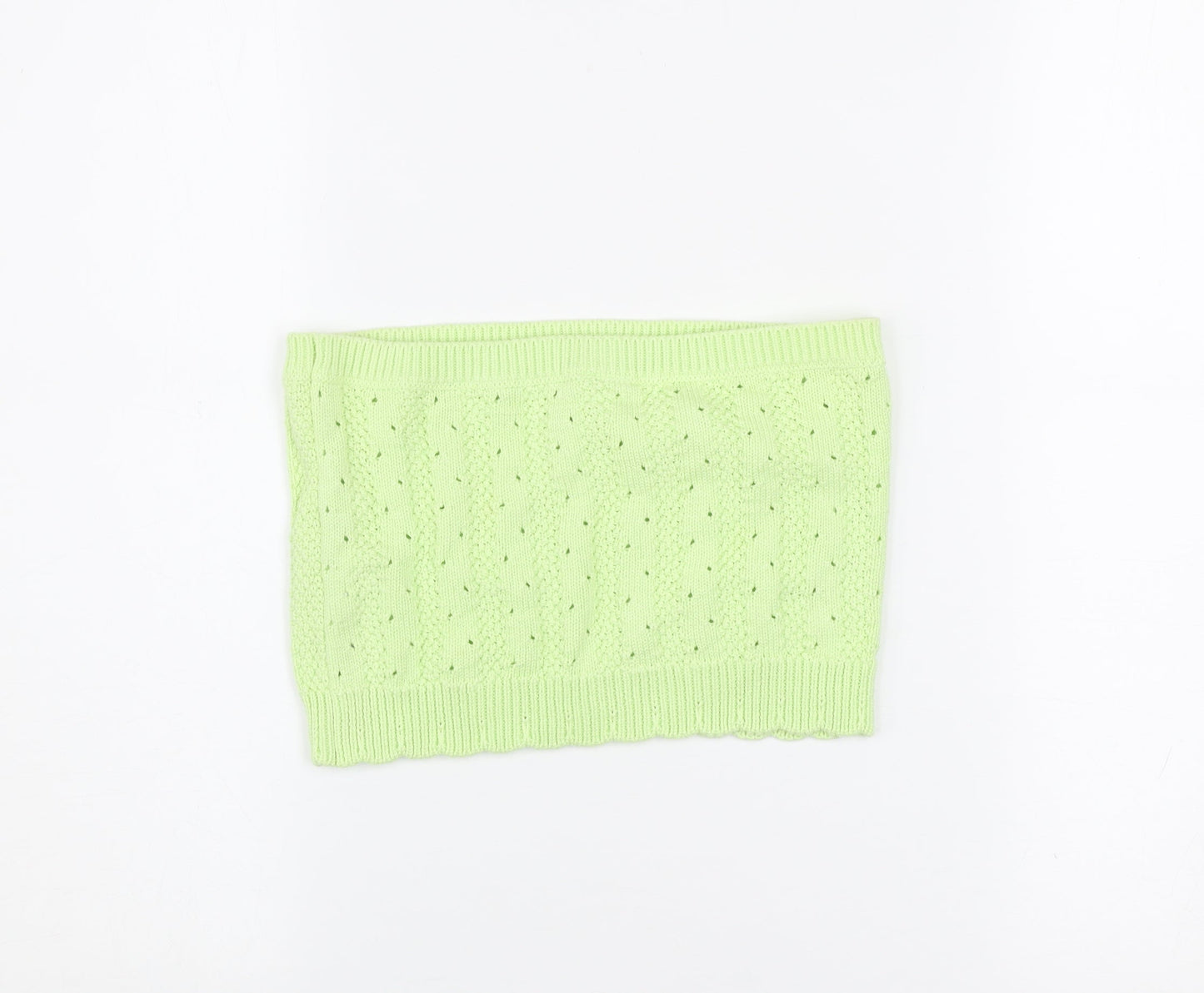 Urban Outfitters Women’s Green Knit Floral Strapless Crop Top S