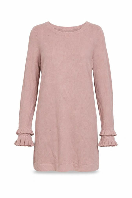 Laura Ashley Women Pink Knit Jumper Dress Size 12 Ruffle Sleeve