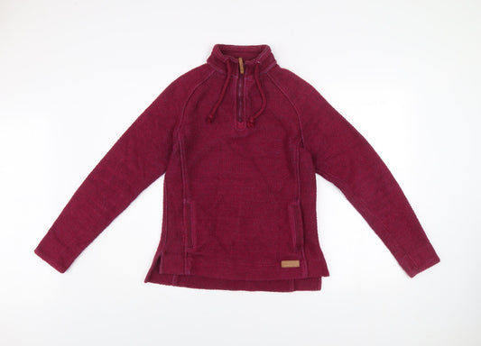 Weird Fish Women's Red 1/4 Zip Cotton Blend Pullover Sweatshirt Size 10
