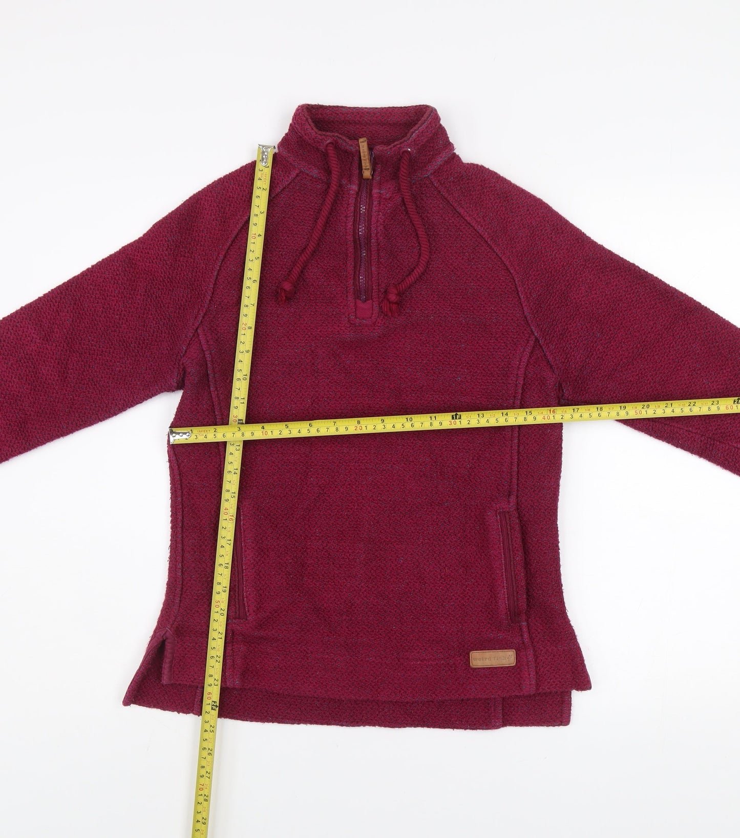 Weird Fish Women's Red 1/4 Zip Cotton Blend Pullover Sweatshirt Size 10