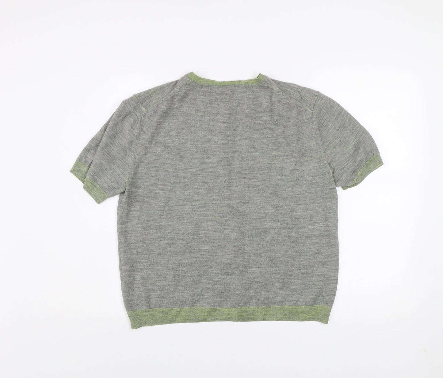 Paul Smith Women Grey Wool Viscose Short Sleeve Cardigan L