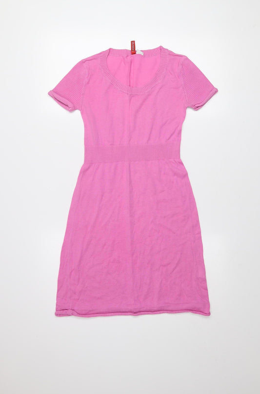 H&M Women’s Pink Cotton Knit Knee Length T-Shirt Dress Size 6