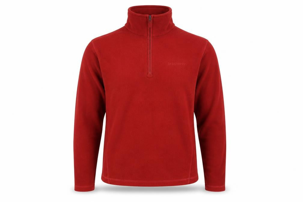 Brasher Men’s Red Fleece 1/4 Zip Pullover Sweatshirt Size S