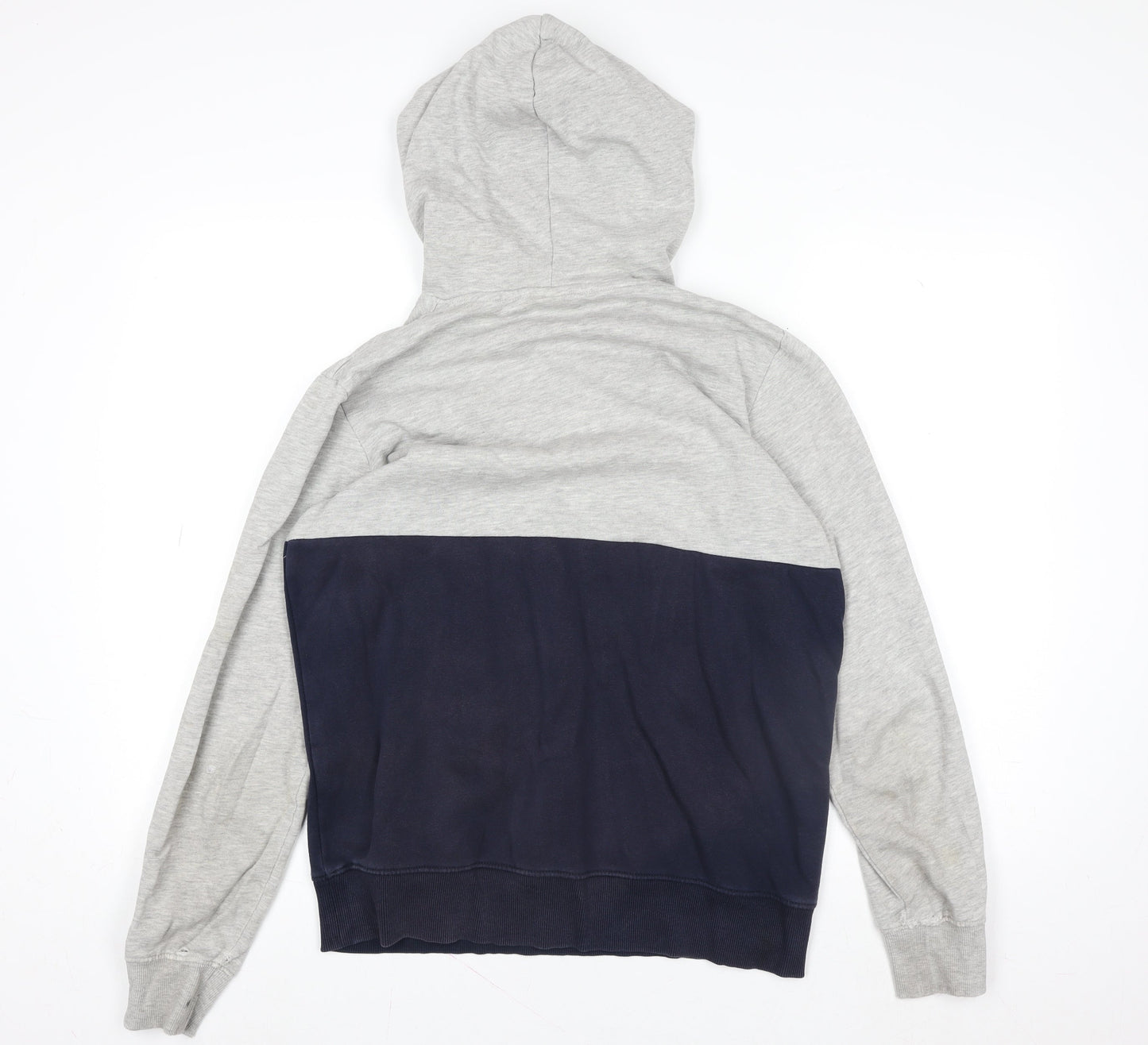 Jack & Jones Mens Grey Pullover Hoodie L Graphic Print Core 1990