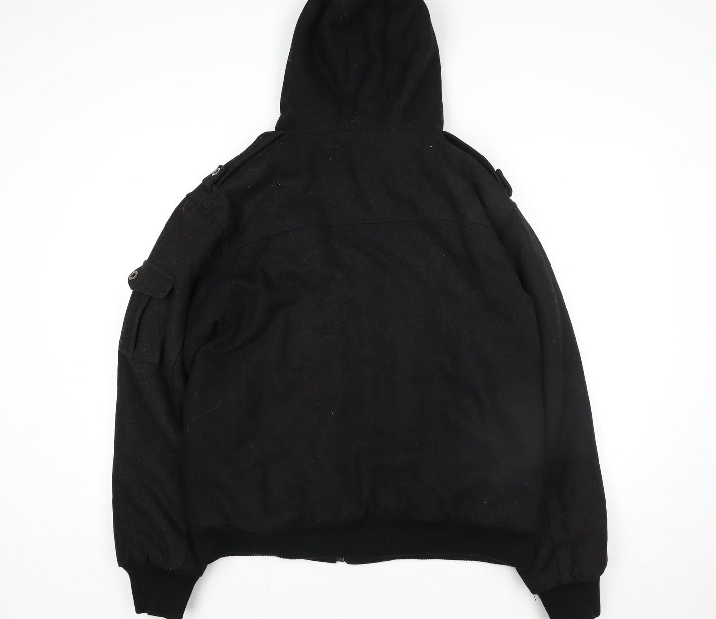 Urban Island Womens Black Wool Blend Hooded Bomber Jacket M