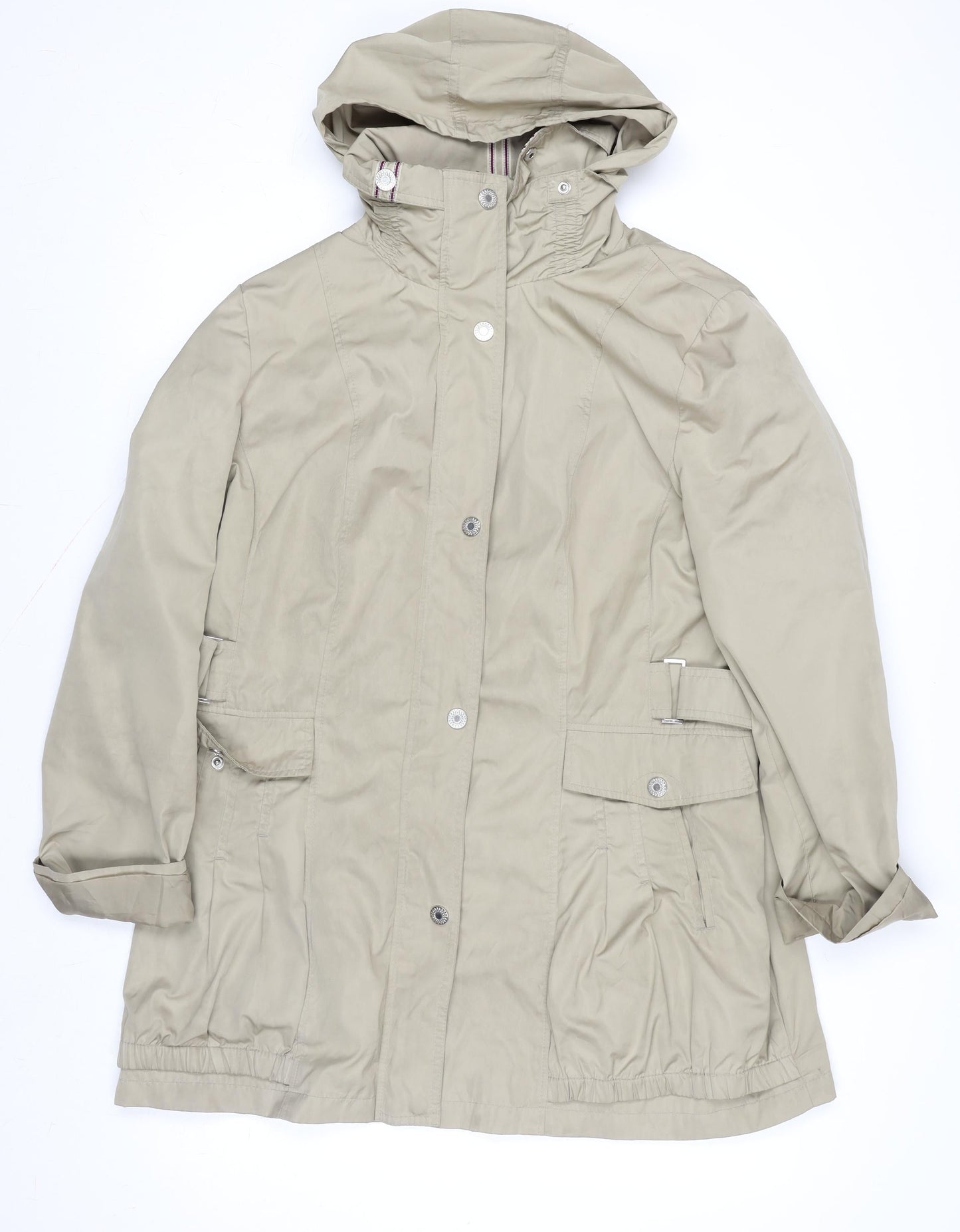 Klass Collection Womens Beige Hooded Rain Coat Size 12