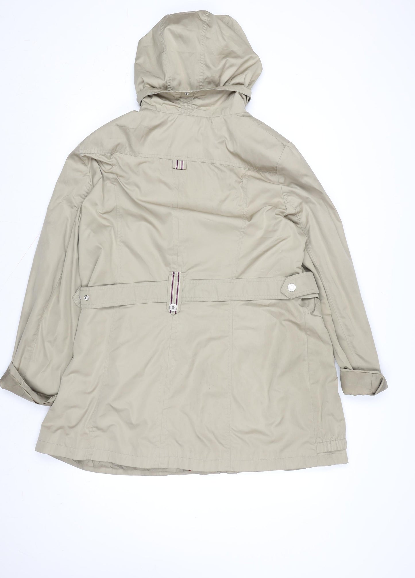 Klass Collection Womens Beige Hooded Rain Coat Size 12