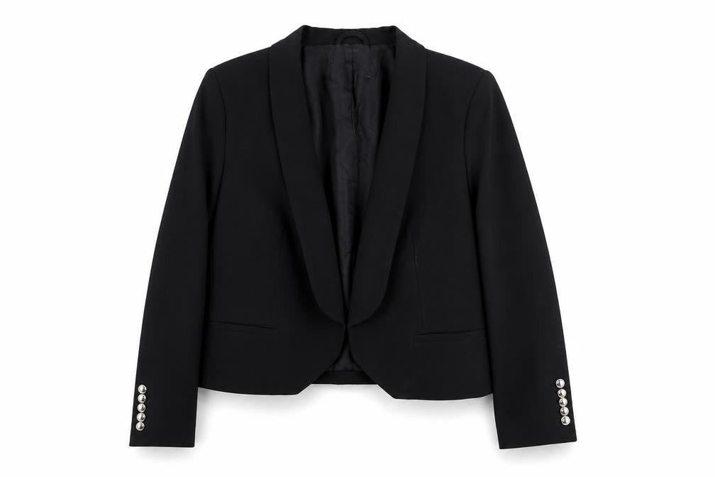 Mango Women Black Size 10 Shawl Lapel Tuxedo Blazer