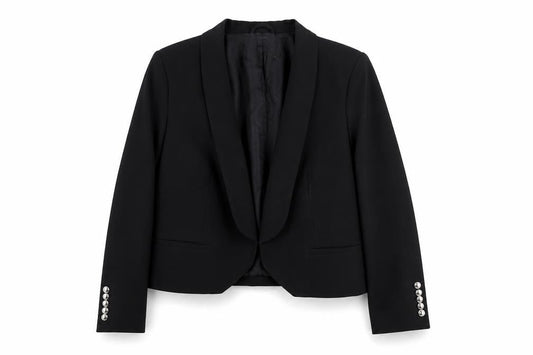 Mango Women Black Size 10 Shawl Lapel Tuxedo Blazer