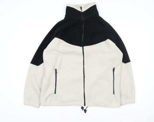 PARMOUR Sport Women's Beige Black Fleece Full Zip Jacket Size L