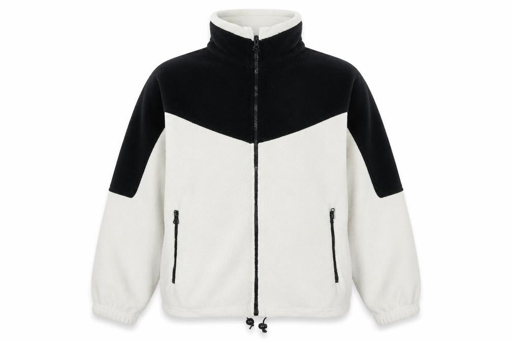 PARMOUR Sport Women's Beige Black Fleece Full Zip Jacket Size L