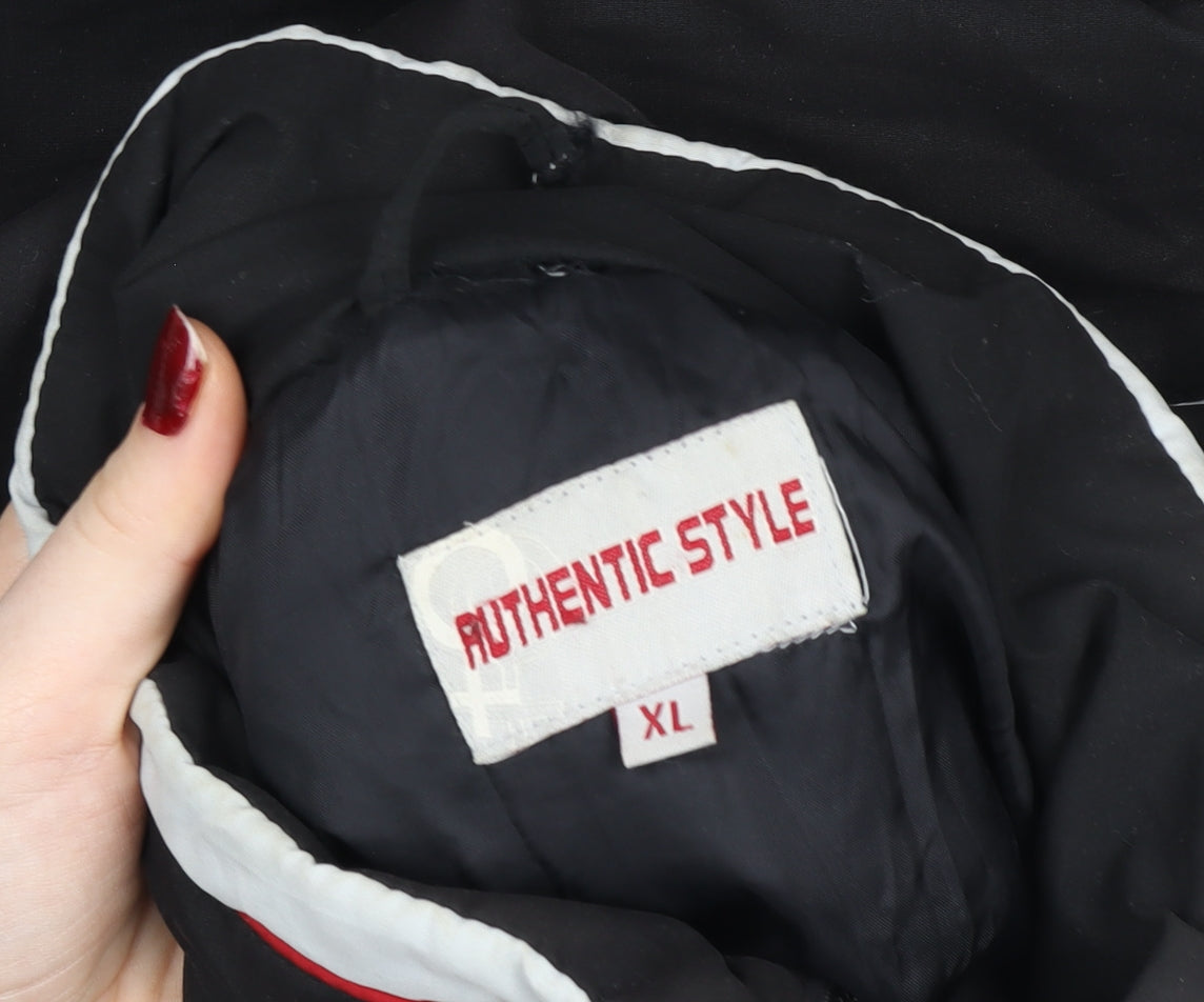 Authentic Style Men's Black XL Motorcycle Jacket Padded Full Zip