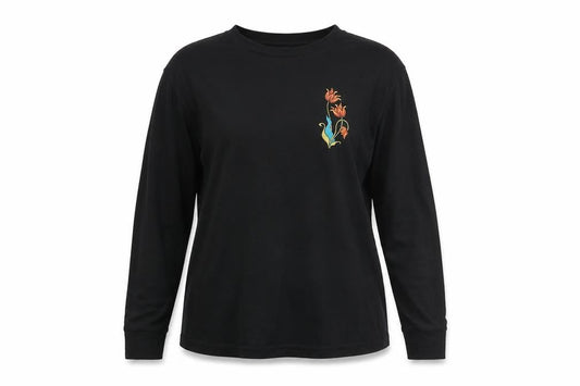 Mister Womens Tee Black Long Sleeve Cotton Graphic T-Shirt L