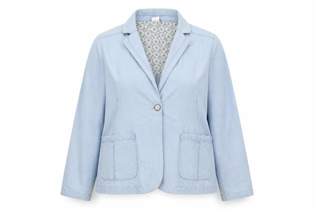 Cotton Traders Women Blue Cotton Lined Blazer Jacket Size 16