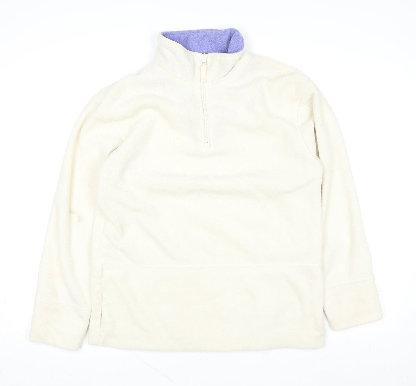 Active Women Ivory Fleece 1/2 Zip Pullover Sweatshirt Size 10-12