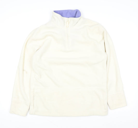 Active Women Ivory Fleece 1/2 Zip Pullover Sweatshirt Size 10-12