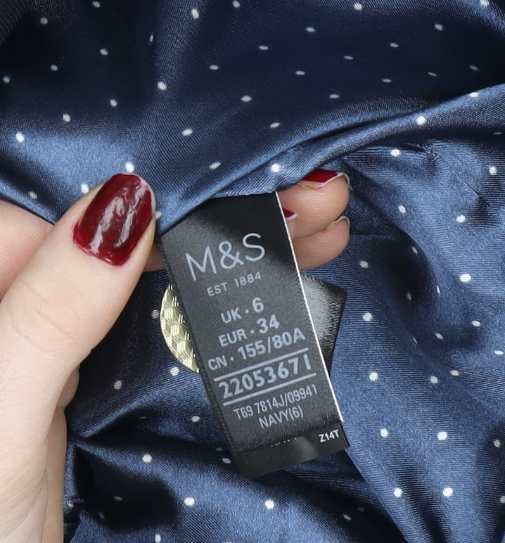 Marks and Spencer Women Blue Double-Breasted Blazer Size 6
