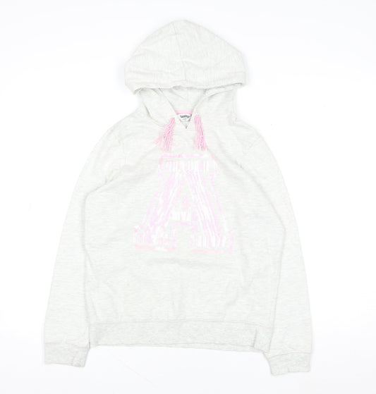 Tammy Girls Grey Hoodie 14-15 Years Pullover Fringe Glitter 'A' Design