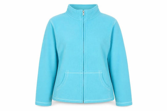 BHS Women Blue Full Zip Fleece Jacket Size 12 Polyester Cotton Casualwear