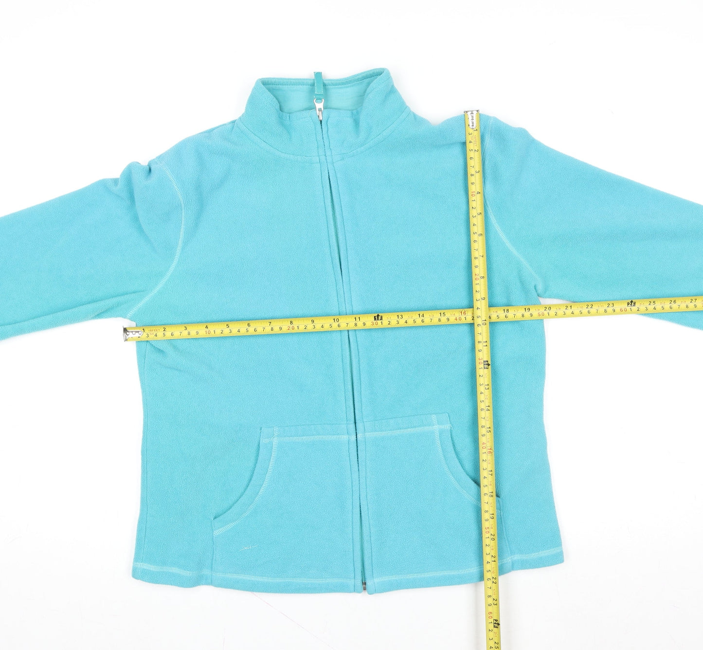 BHS Women Blue Full Zip Fleece Jacket Size 12 Polyester Cotton Casualwear