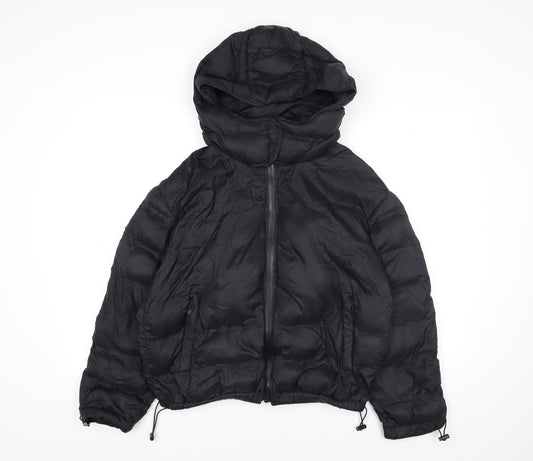 4F Women's Black Hooded Puffer Jacket Size M Winter Coat