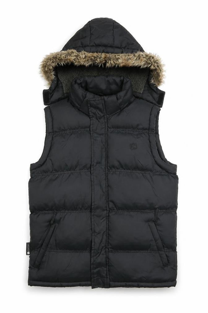 Mountain Essentials Girls Black Puffer Gilet Hooded 13 Years Nylon
