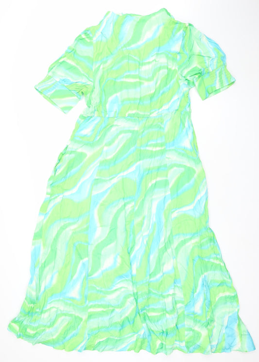 Gallery Womens Green Tie Dye Maxi Dress Size 16 3/4 Sleeve