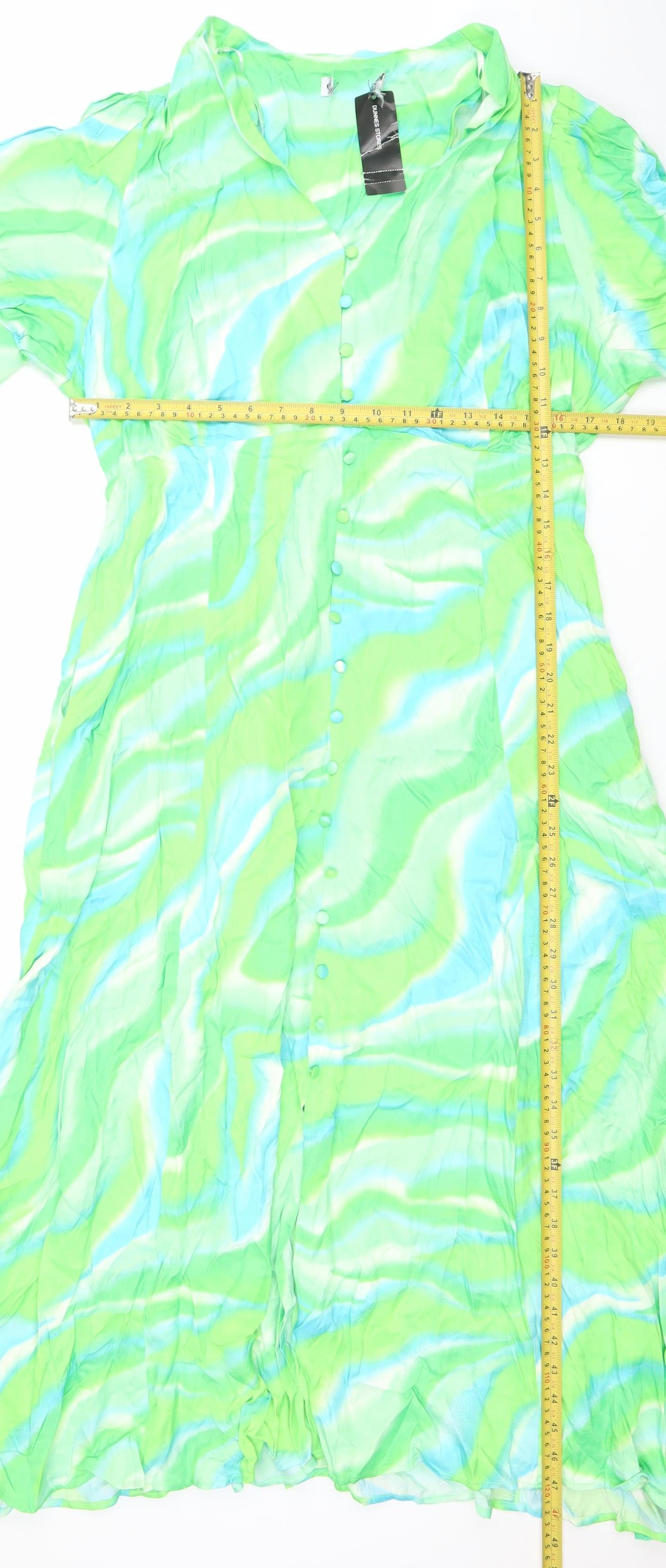 Gallery Womens Green Tie Dye Maxi Dress Size 16 3/4 Sleeve