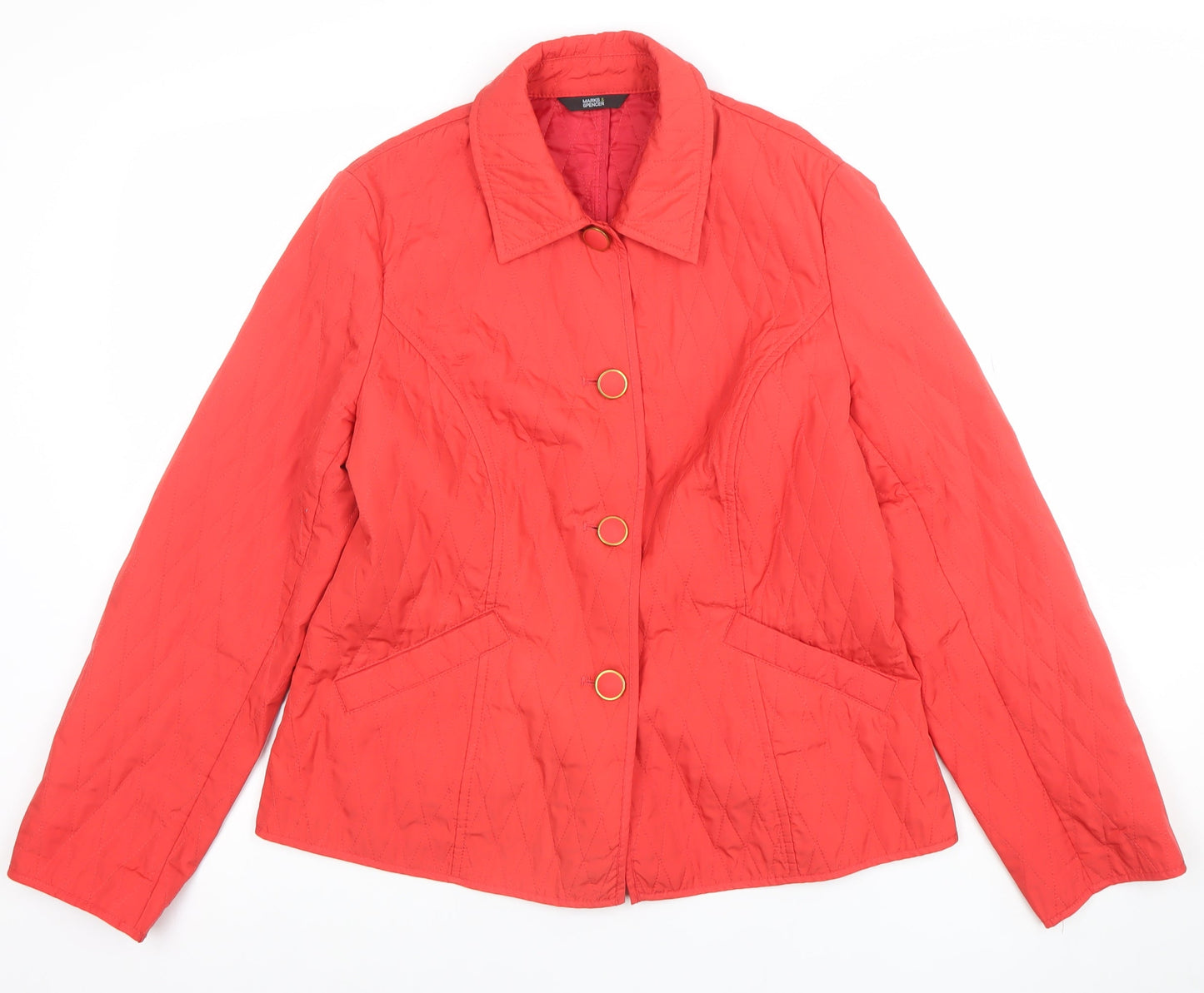 Marks and Spencer Womens Red Quilted Mid-Length Jacket UK 12