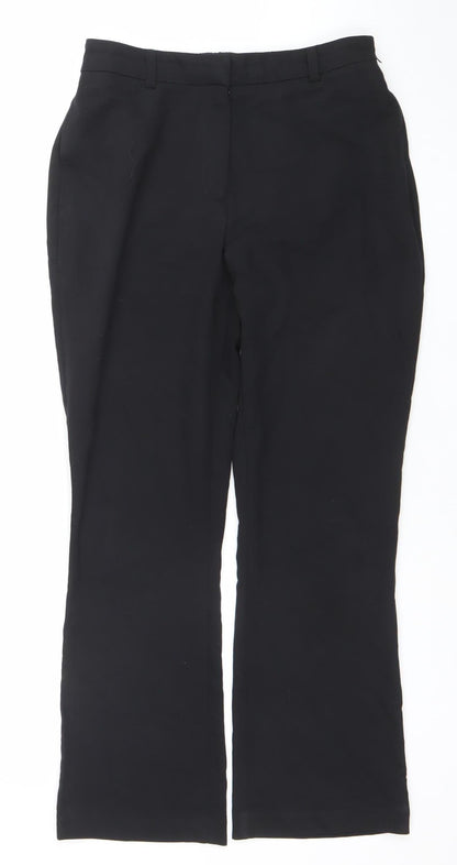 Front view of Dunnes Women's Black, size 10, Straight Leg Trousers