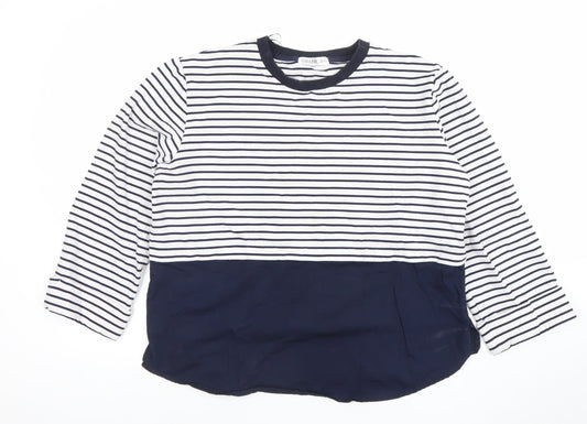 Gallery Women Navy Stripe Long Sleeve Jersey Tunic Top UK M