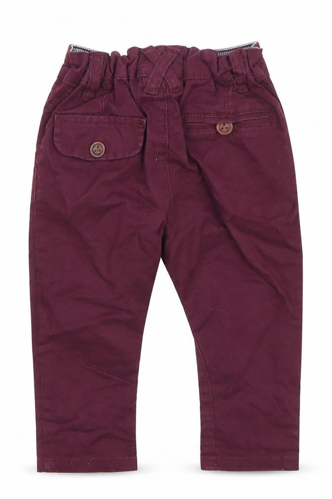 Next Unisex Baby Red Khaki Trousers 6-9 Months Elastic Waist Casual
