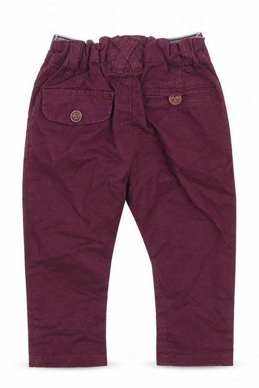 Next Unisex Baby Red Khaki Trousers 6-9 Months Elastic Waist Casual