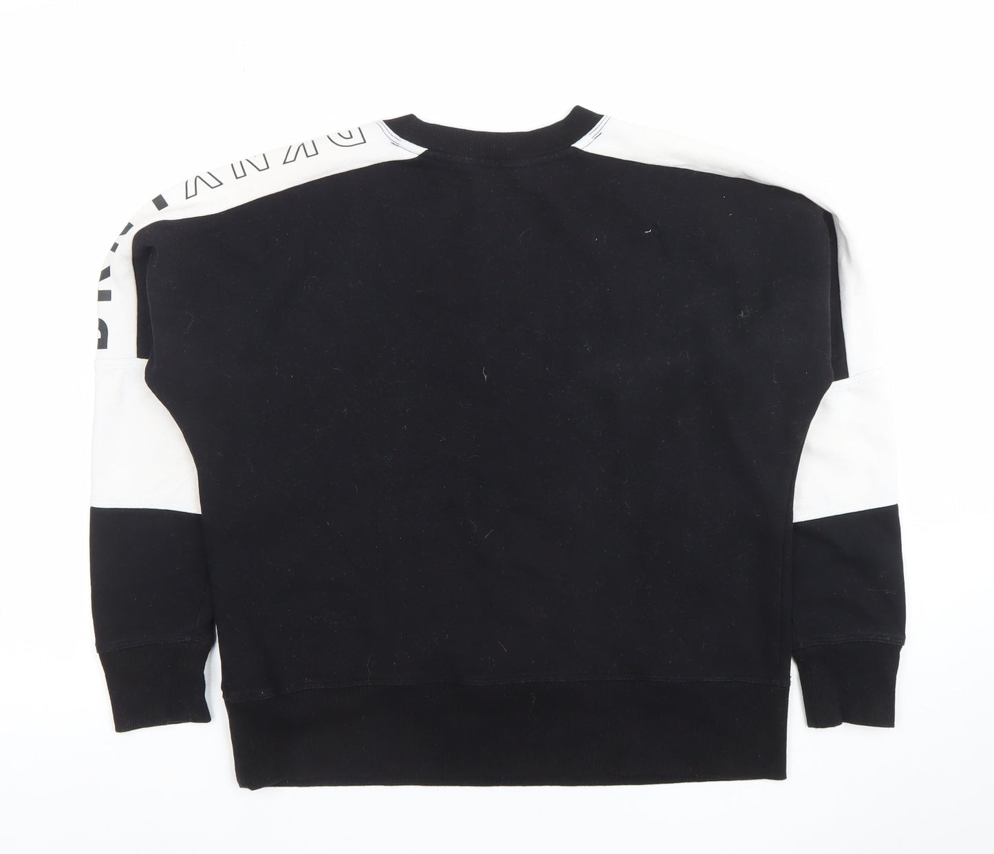 DKNY Sport Womens Black White Logo Crew Neck Sweatshirt Size XS