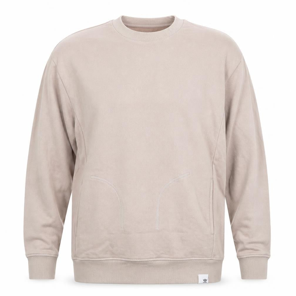 Adidas Men Beige Cotton Sweatshirt M Crew Neck Pullover