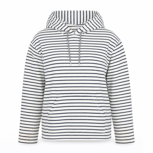 Front view of Papaya Women’s Navy & White Striped Hoodie XS Cotton Pullover