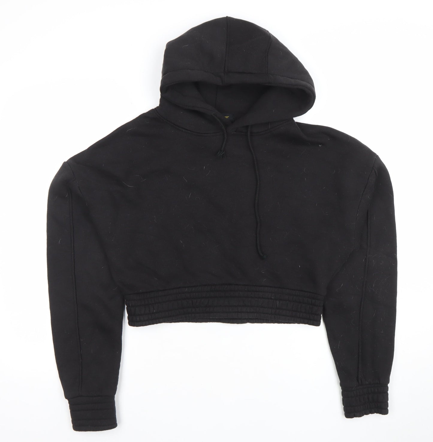 MFG Women Black 7XL Cropped Pullover Hoodie 48% Cotton 52% Polyester